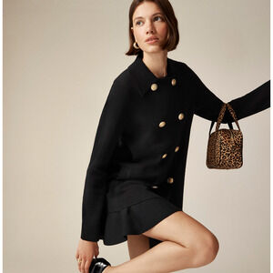 J.Crew Warwick Sweater Blazer Knit Gold Buttons Black Classic Relaxed XXS NWT